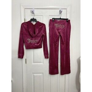 Juicy Couture  Velour Bling Festival Fuchsia Tracksuit Set Size XL NWT Rare
